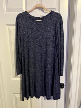 Old Navy Long Sleeve Swing Dress - Blue Heathered